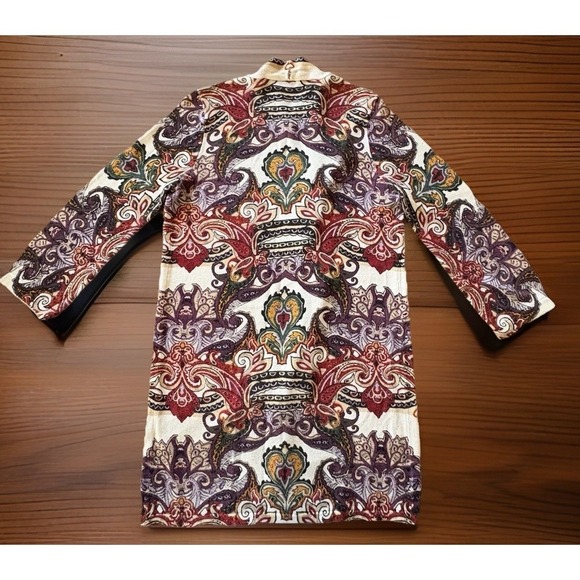 2 Piece Chicos 1/MED Artsy Multicolor Paisley Open Cardigan Duster Long Sleeves - Picture 3 of 8